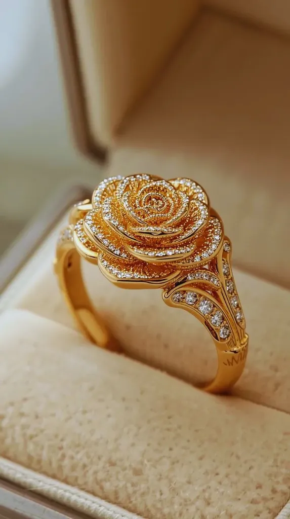 Rose Gold Floral Ring – Luxury Diamond Style